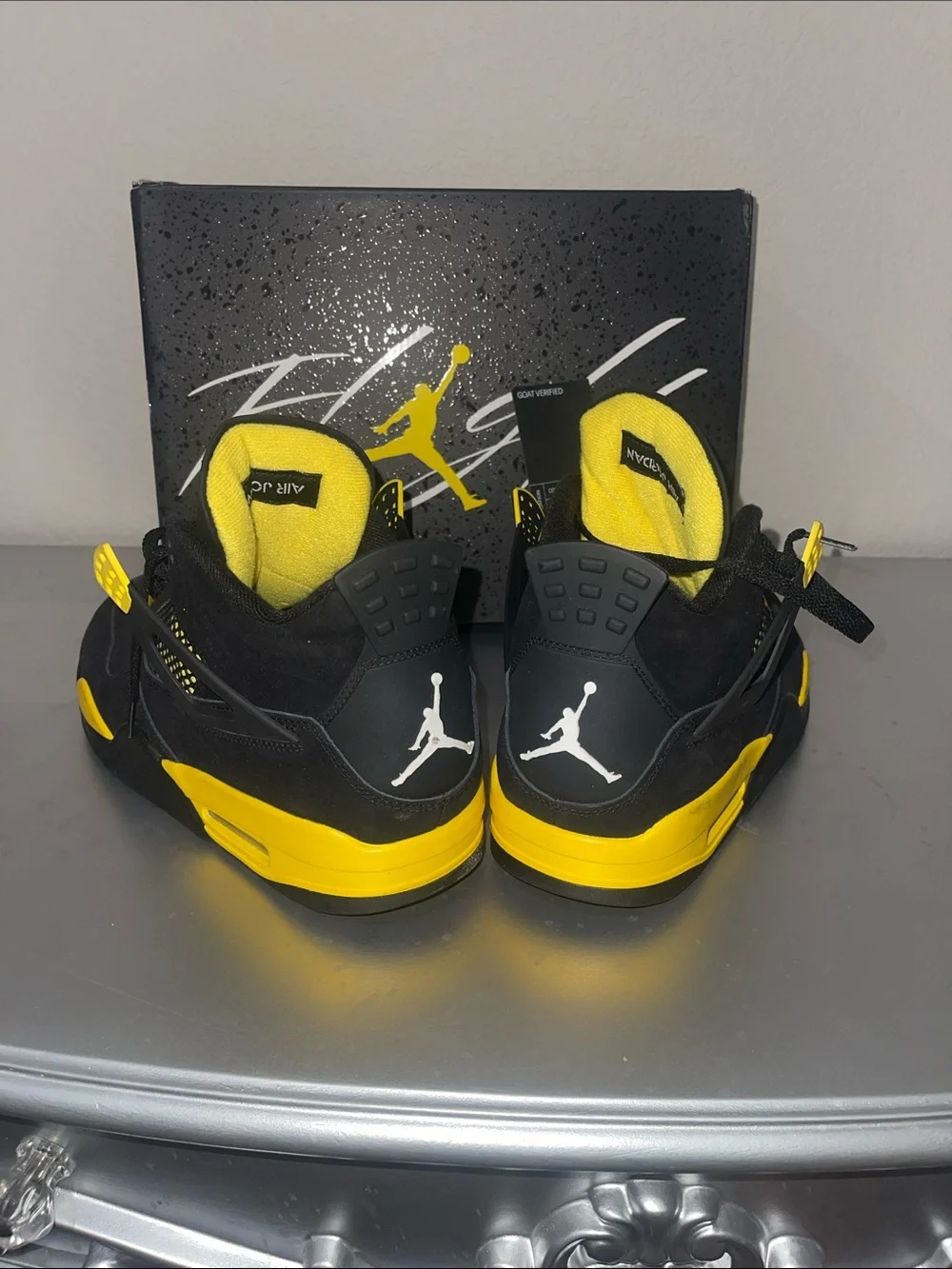 Jordan Black and Yellow Retro Basketball Sneakers